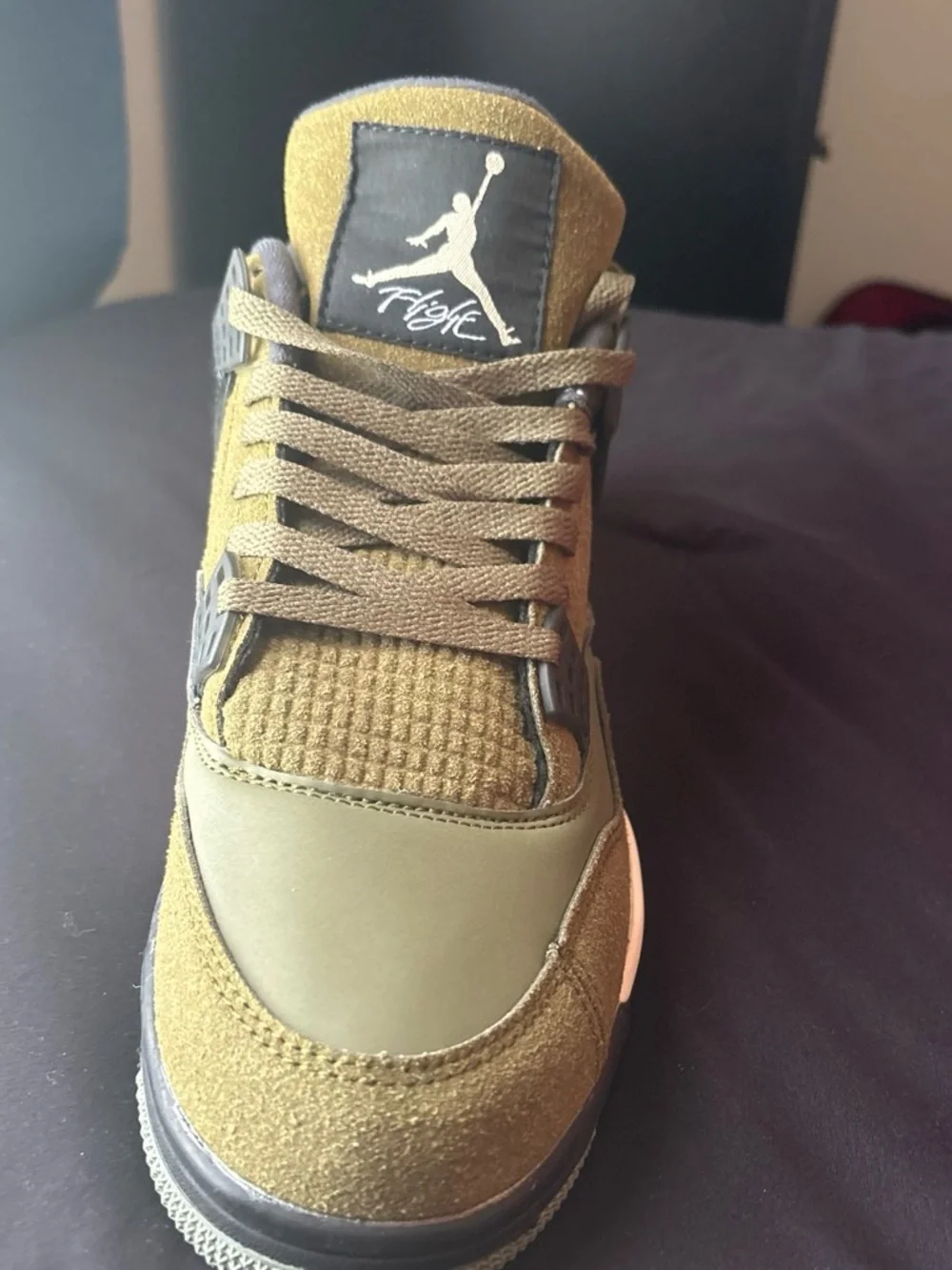 Jordan Men's Olive Green and Black Retro Sneakers